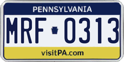 PA license plate MRF0313