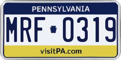 PA license plate MRF0319
