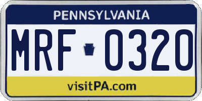 PA license plate MRF0320