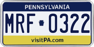 PA license plate MRF0322