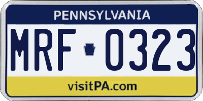 PA license plate MRF0323