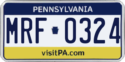 PA license plate MRF0324
