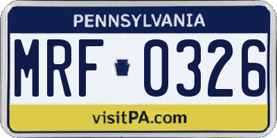 PA license plate MRF0326