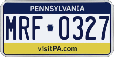 PA license plate MRF0327
