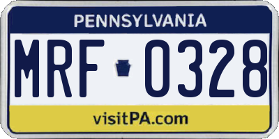 PA license plate MRF0328