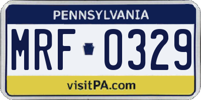 PA license plate MRF0329