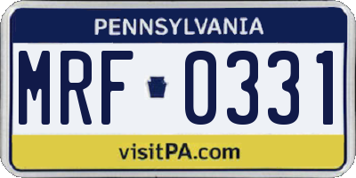 PA license plate MRF0331
