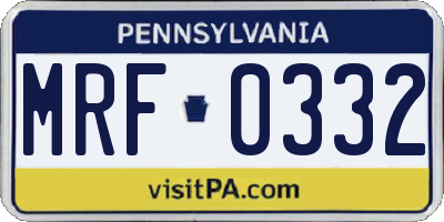 PA license plate MRF0332