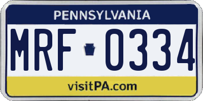 PA license plate MRF0334