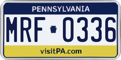 PA license plate MRF0336