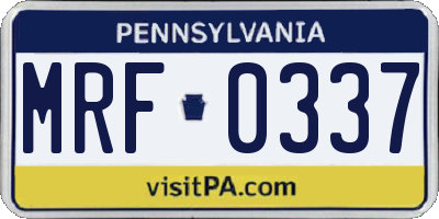 PA license plate MRF0337