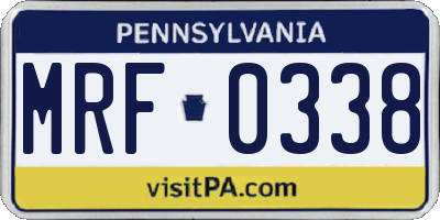 PA license plate MRF0338