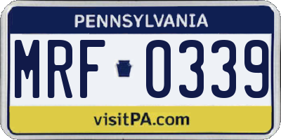PA license plate MRF0339
