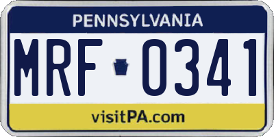 PA license plate MRF0341
