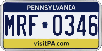 PA license plate MRF0346