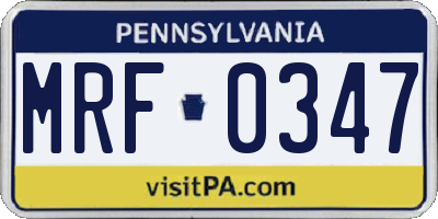 PA license plate MRF0347
