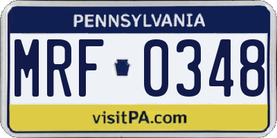 PA license plate MRF0348