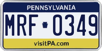 PA license plate MRF0349