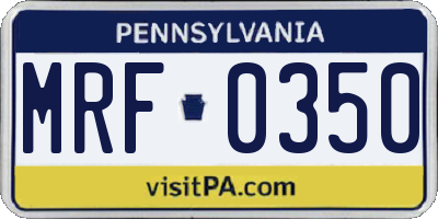PA license plate MRF0350