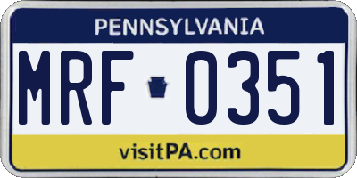 PA license plate MRF0351
