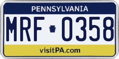 PA license plate MRF0358