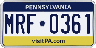 PA license plate MRF0361