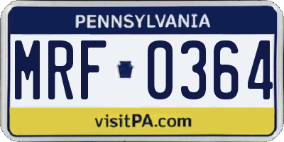 PA license plate MRF0364