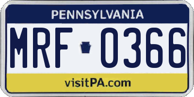 PA license plate MRF0366