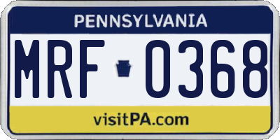 PA license plate MRF0368