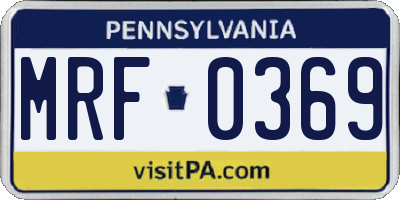 PA license plate MRF0369