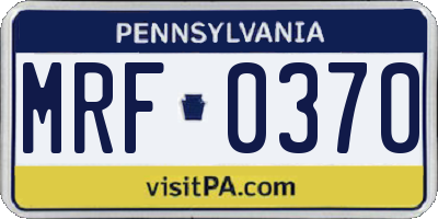 PA license plate MRF0370
