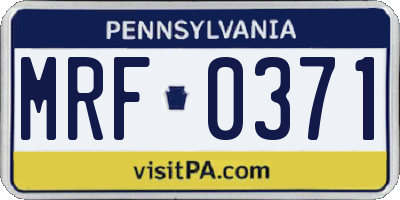 PA license plate MRF0371