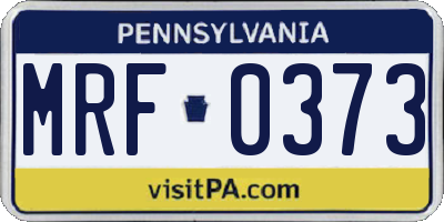 PA license plate MRF0373