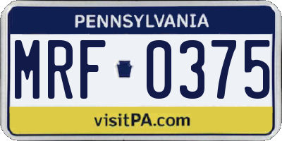 PA license plate MRF0375
