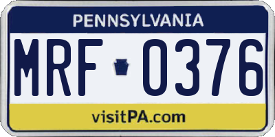 PA license plate MRF0376