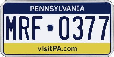 PA license plate MRF0377