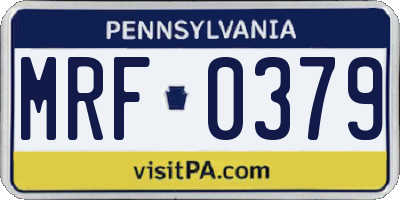 PA license plate MRF0379