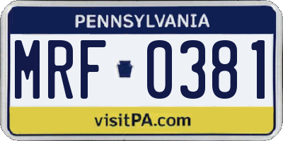 PA license plate MRF0381