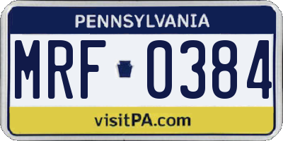PA license plate MRF0384