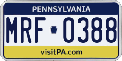 PA license plate MRF0388