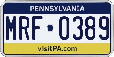 PA license plate MRF0389