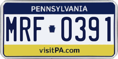 PA license plate MRF0391
