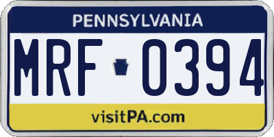 PA license plate MRF0394