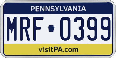 PA license plate MRF0399