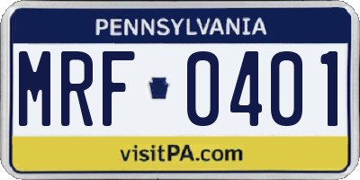PA license plate MRF0401