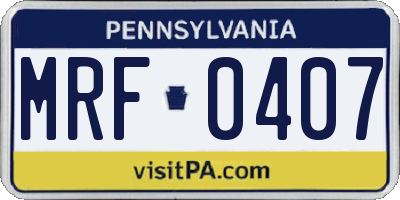 PA license plate MRF0407