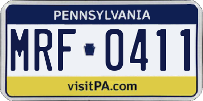 PA license plate MRF0411