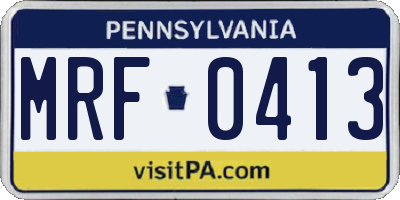 PA license plate MRF0413