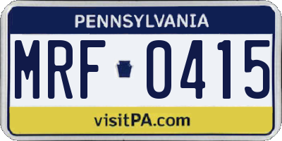 PA license plate MRF0415