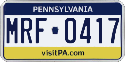 PA license plate MRF0417